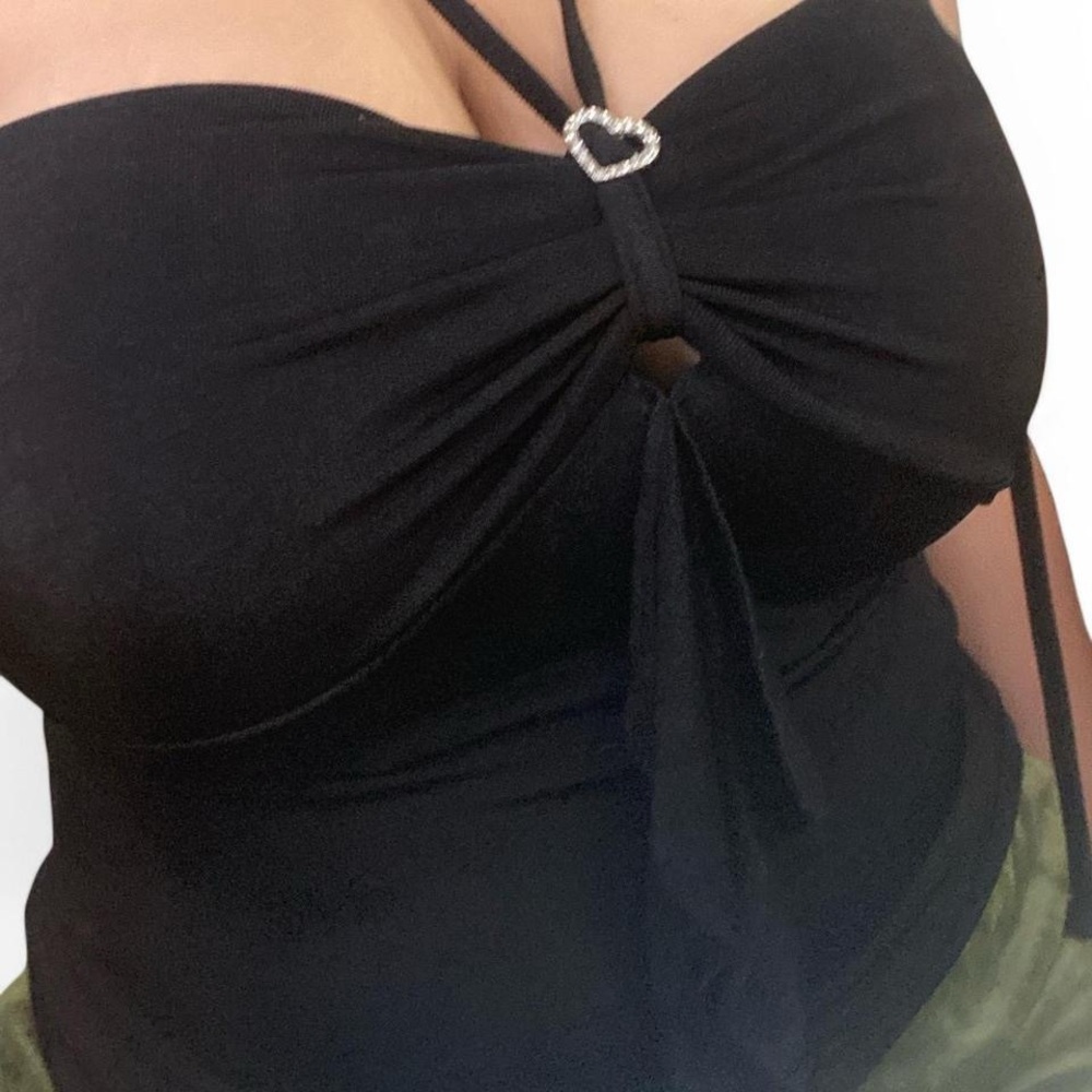Black Halter Top with Heart Detail